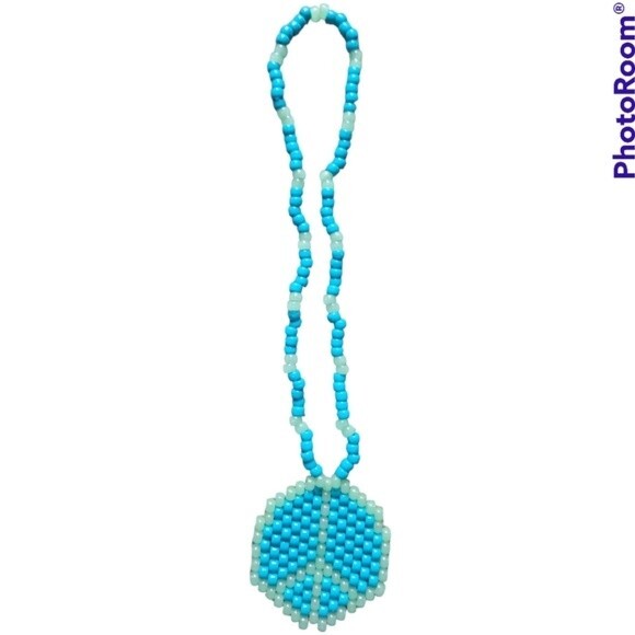 Glow in the Dark Peace Sign Pony Bead [Kandi] Necklace - Picture 2 of 4